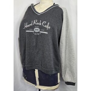 Vintage 90s Hard Rock Cafe San Juan V-Neck‎ Sweatshirt Pullover Med Made in USA